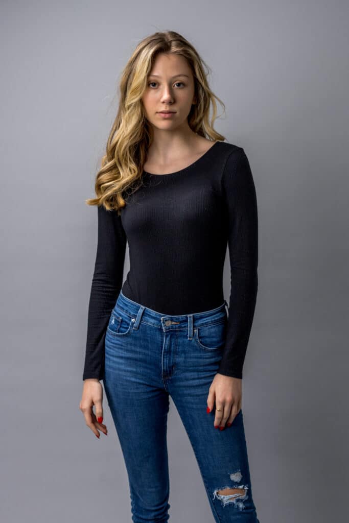 A person is posing for a picture.